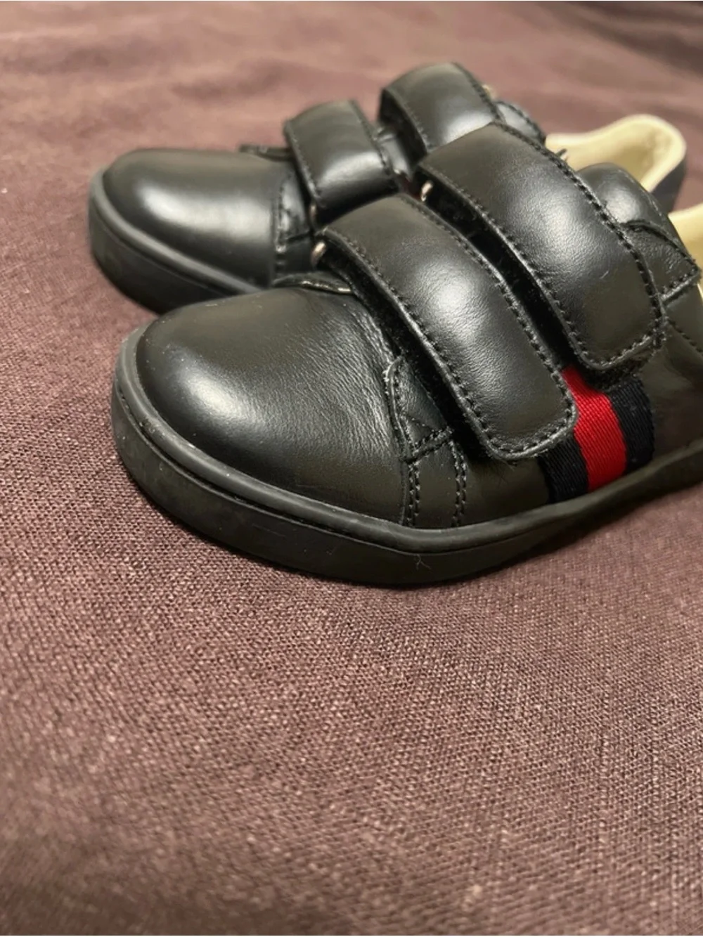 Gucci Kids Black Leather Velcro Dress Shoes